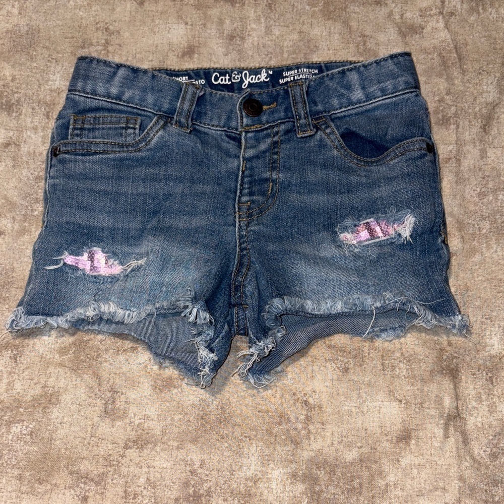 Cat & Jack Women's Distressed Blue Jean Shorts